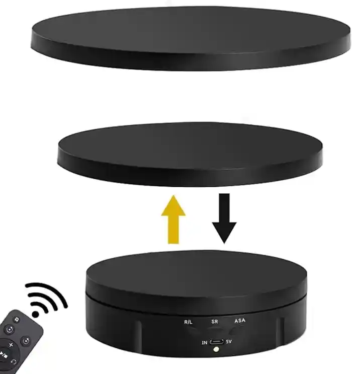 Hive RT-360 3 in 1 electric turntable 360 degree electric rotating display stand with remote control for photography product display jewelery watch 3d models collectibles (black)
